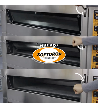 HORNO DE PISO MODULAR 3 CÁMARAS 9 BANDEJAS 40X60 + CAMPANA + RACK 45 CM