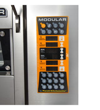 HORNO DE PISO MODULAR 3 CÁMARAS 9 BANDEJAS 40X60 + CAMPANA + RACK 45 CM